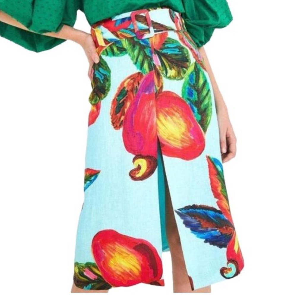 NEW Anthro Farm Rio Cashew Skirt Linen XS